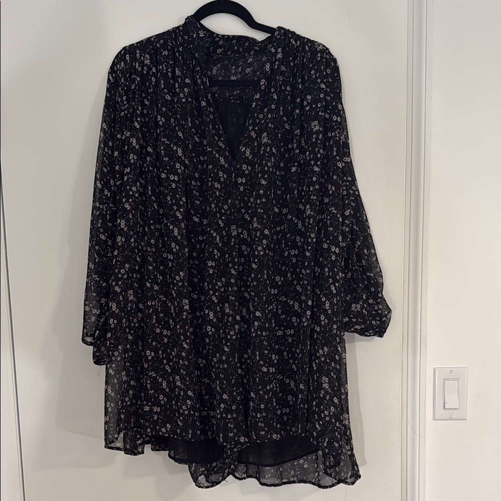 Zara Black floral buttoned romper